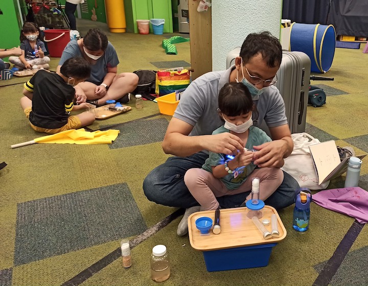 Science Centre Jo's Night Out Father and Kid Doing Activity Together