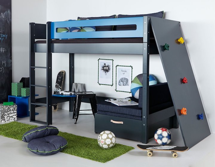 bunk bed singapore manis-h high loft bed study table sofa storage