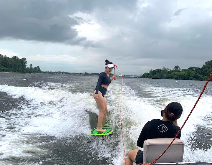 wakeboarding singapore wake time woman wakeboarding