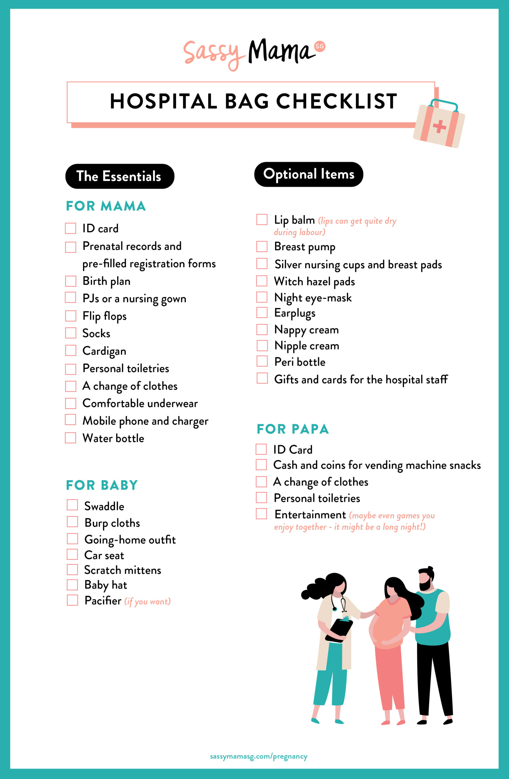 Sassy Mama SG Hospital Bag Checklist
