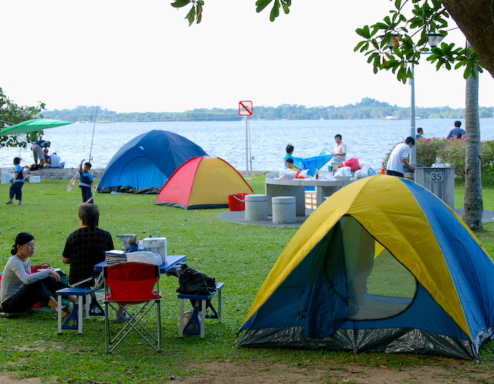 east coast park singapore - camping tent sea