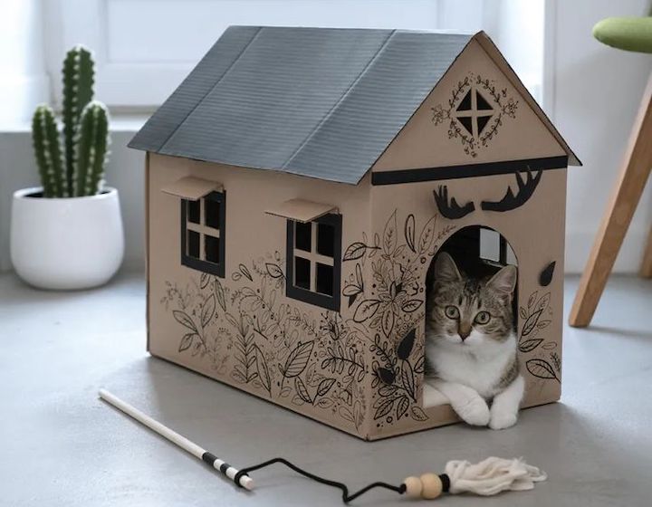 cardboard diy cat house