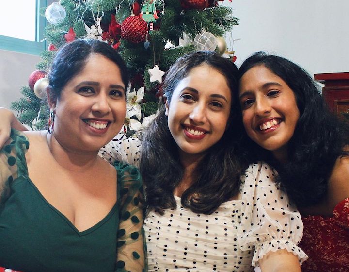 Shanti Pereira with Sisters on Christmas