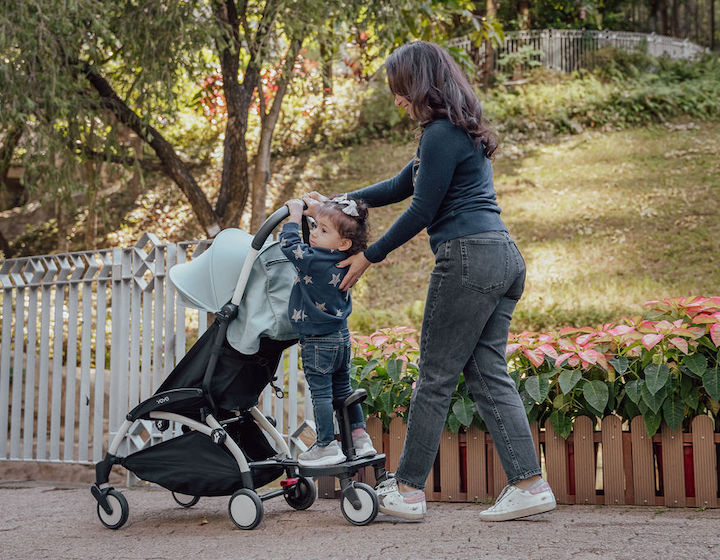 Stokke Yoyo with Buggy Board - mum & toddler