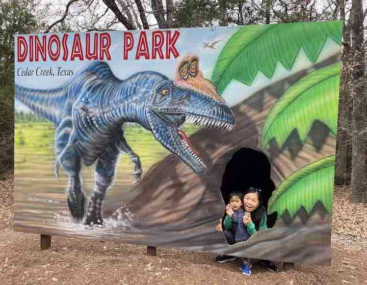 Lina Lie with Son at Dinosaur Park