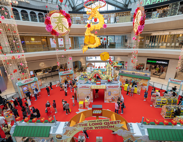 Suntec City in a LEGO Longevity Dragon Wisdom Quest and Exclusive Promos this LNY!