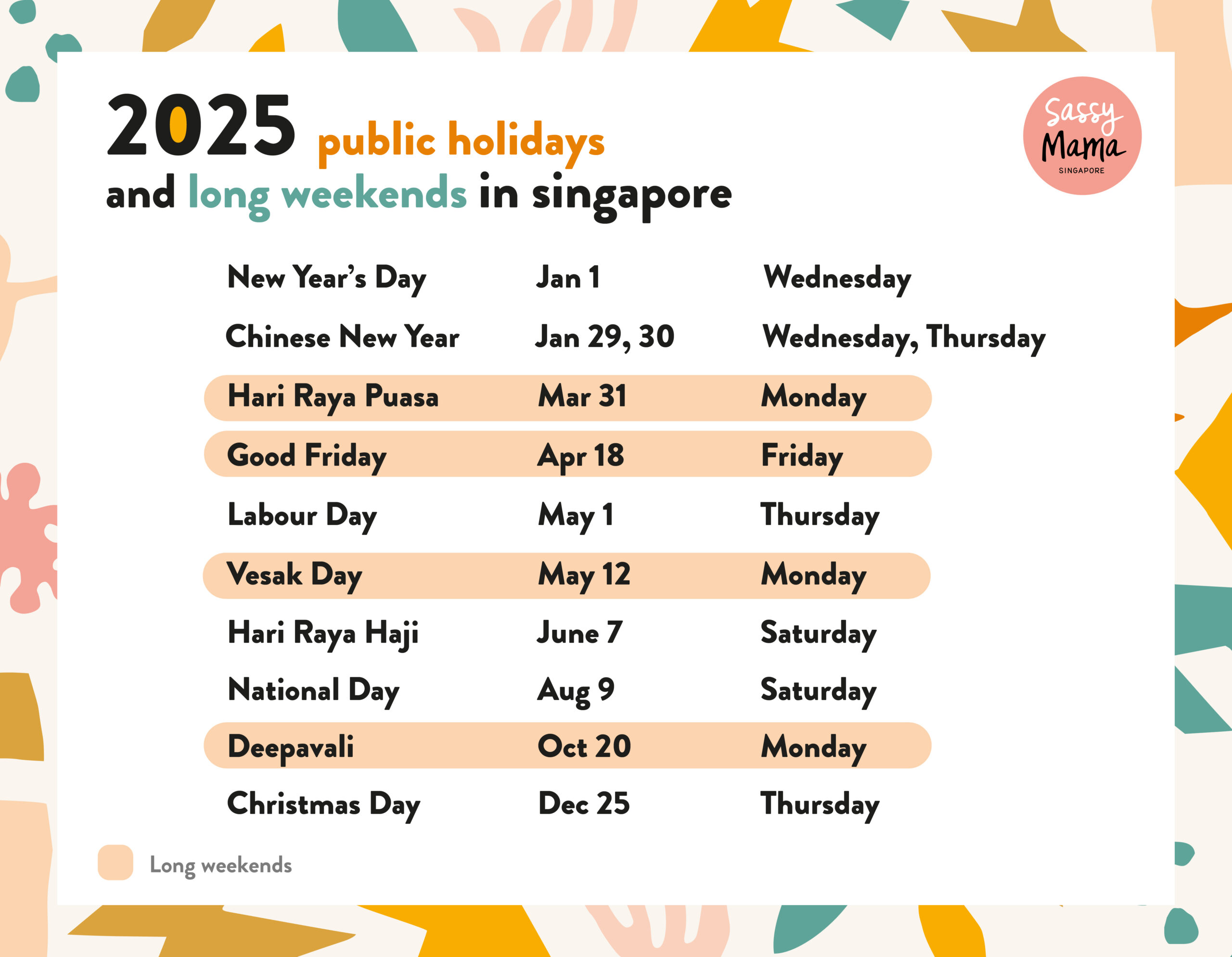 Singapore Public Holidays 2025