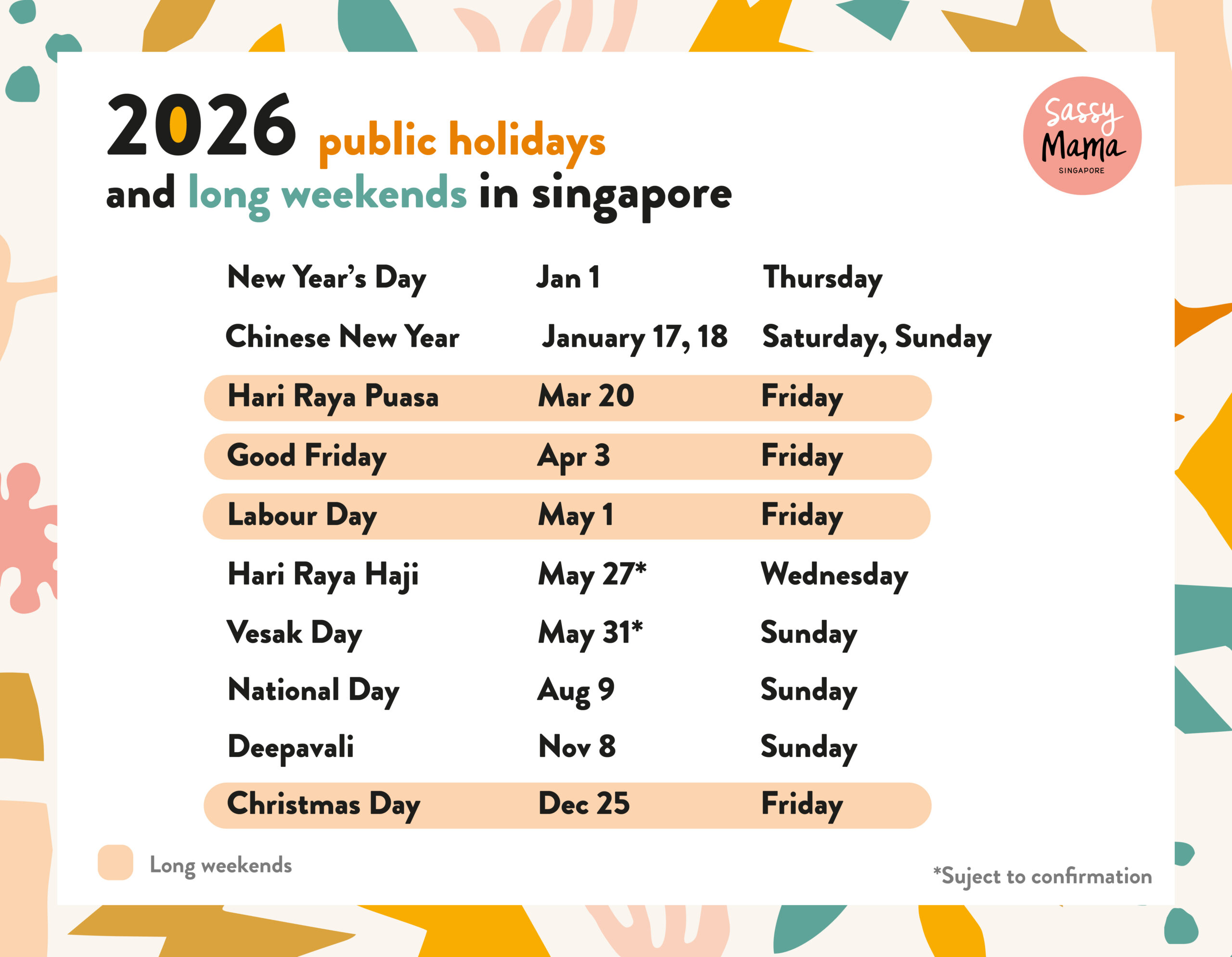 Singapore Public Holidays 2026