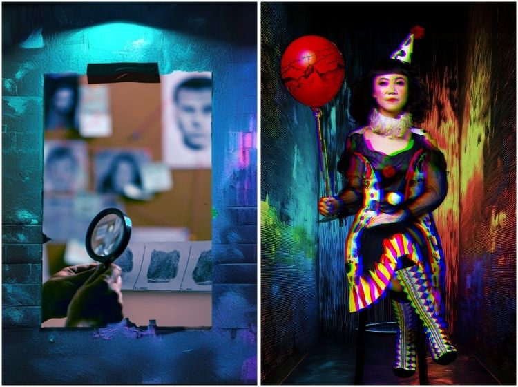 theatre show - slight lines the dreamcatch - mystery solving - magnifying glass - clown