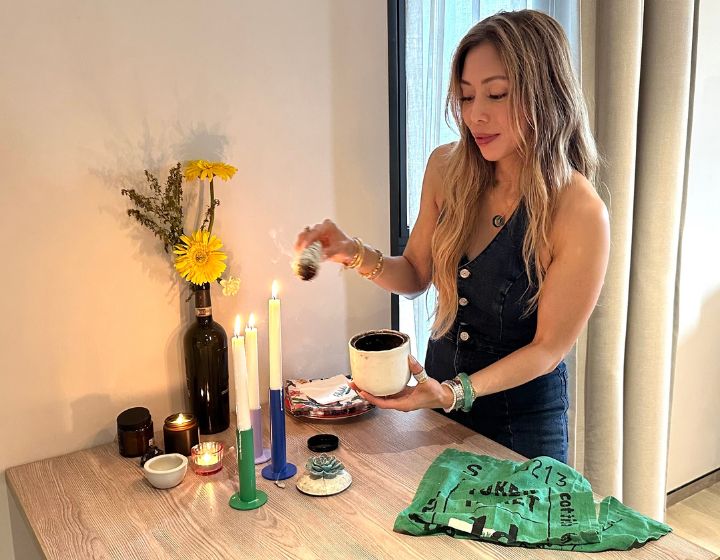 modern day witch - candle - sage burning - spell casting