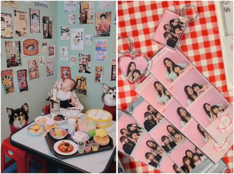 photo booths and self photo studios in singapore - standard photo studio - hawker themed room - baby and pet photos - keychain and photostrips
