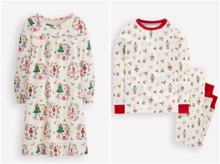 christmas pyjamas - boden - christmas cotton printed pyjamas