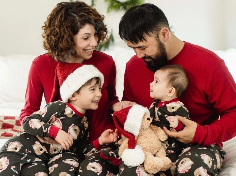 christmas pyjamas - burt's bees baby - family christmas pyjamas - handpainted watercolour christmas theme