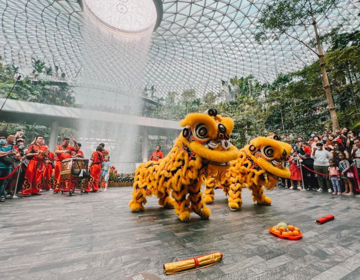 cny events activities in singapore - lion dance jewel changi airport