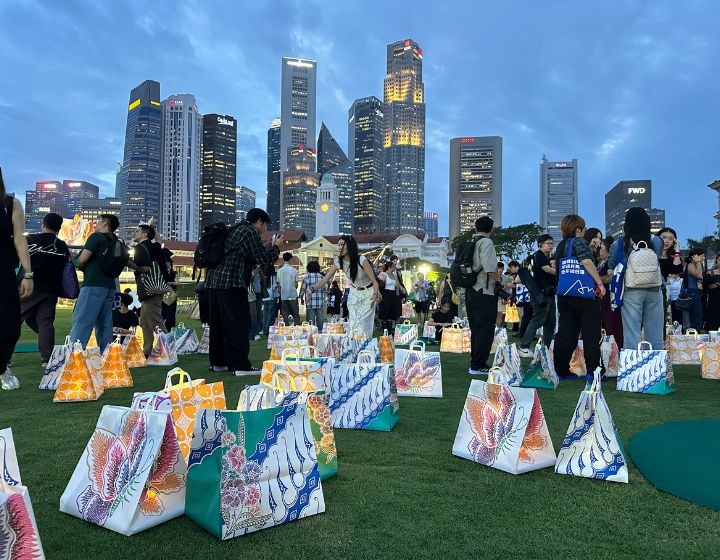 light to night festival 2026 - michael lin batik - art installation - gathering on the lawn