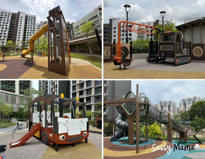 free outdoor playgrounds in singapore - tampines greenemerald construction and vehicle themed playground